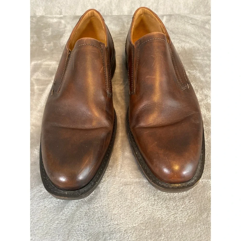 ECCO Helsinki Slip On EU 42 US 8-8.5 Brown Leather Comfort Loafers Dress Shoes